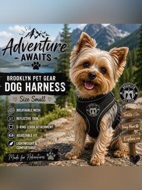 Brooklyn Pet Gear Small Black Mesh Dog Harness Reflective
